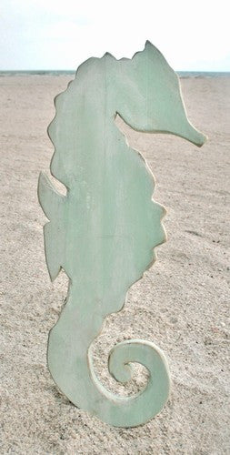 Large Wooden Seahorse Plaque- Aqua