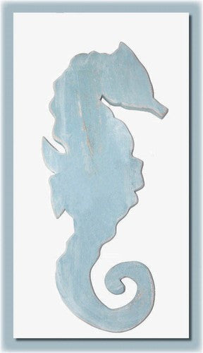 Large Wooden Seahorse Plaque- Blue