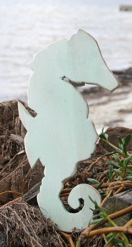 Large Wooden Seahorse Plaque- Aqua