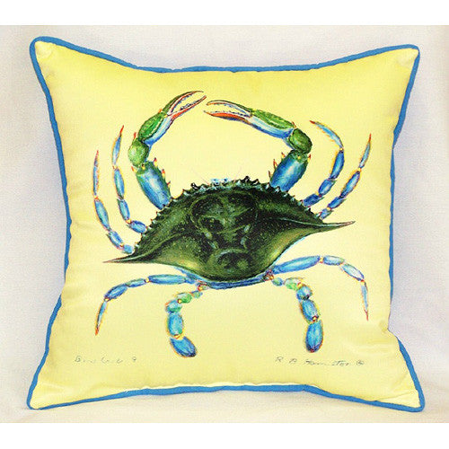 Betsy Drake Female Blue Crab Pillow- Indoor/Outdoor