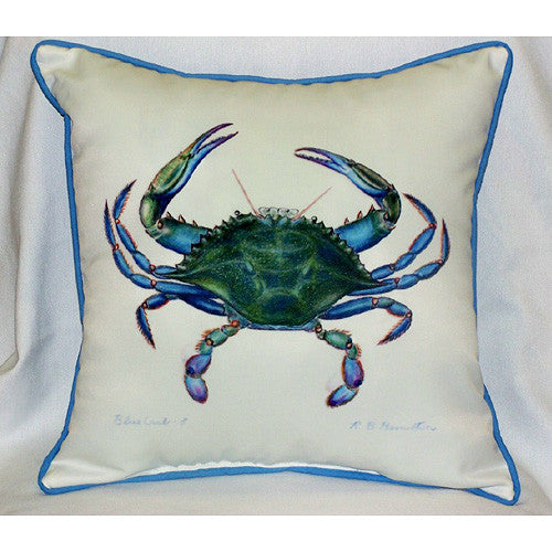 Betsy Drake Male Blue Crab Pillow- Indoor/Outdoor