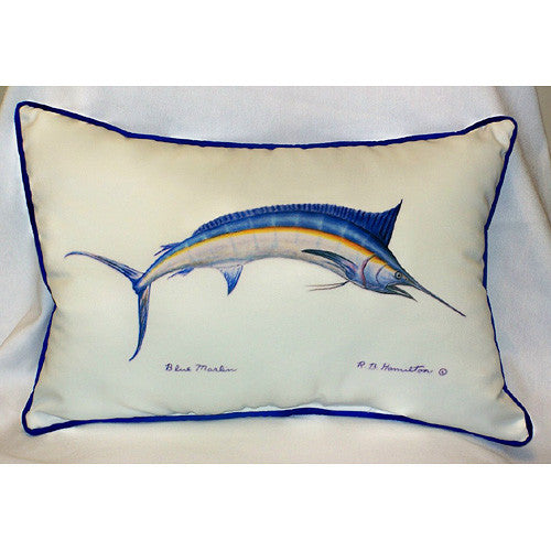 Betsy Drake Blue Marlin Pillow- Indoor/Outdoor