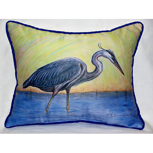 Betsy Drake Blue Heron Pillow- Indoor/Outdoor