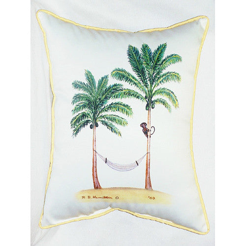 Betsy Drake Monkey and Palm Pillow- Indoor/Outdoor