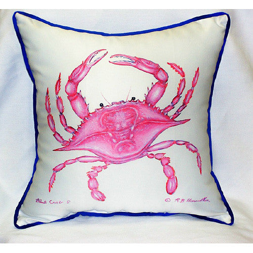Betsy Drake Pink Crab Pillow- Indoor/Outdoor
