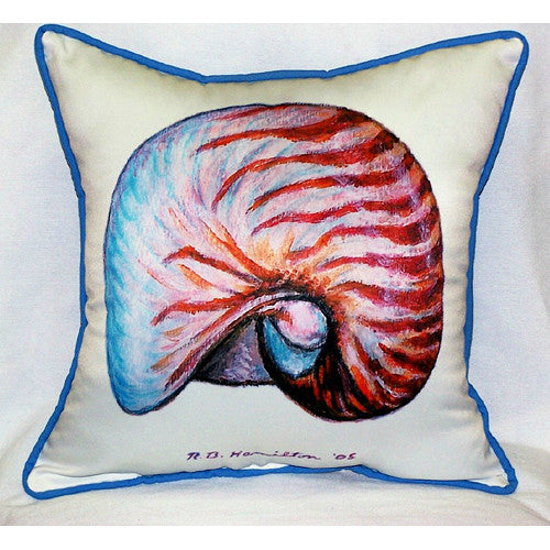 Betsy Drake Nautilus Shell Pillow- Indoor/Outdoor