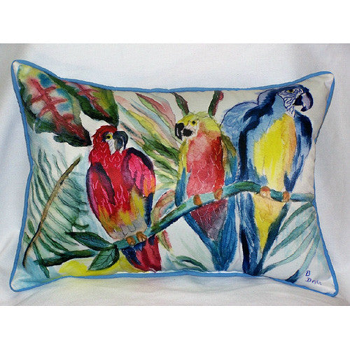 Betsy Drake Parrot Family Pillow- Indoor/Outdoor