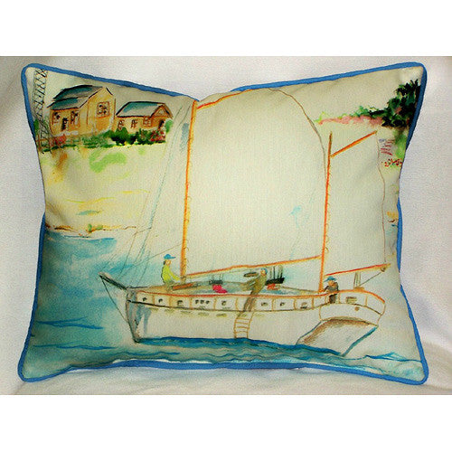 Betsy Drake Two Masted Boat Pillow- Indoor/Outdoor