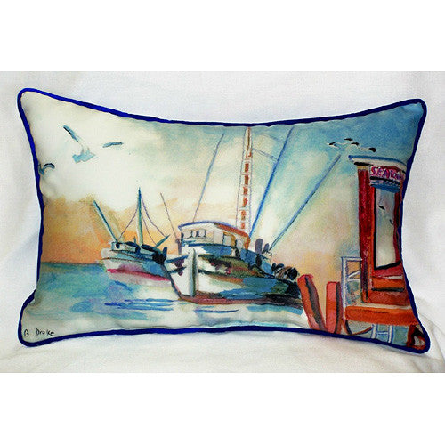 Betsy Drake Shrimp Boat Pillow- Indoor/Outdoor