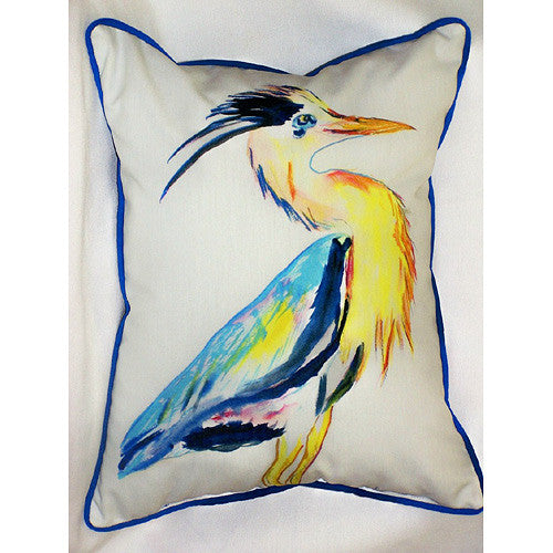 Betsy Drake Blue Heron Vertical Pillow- Indoor/Outdoor