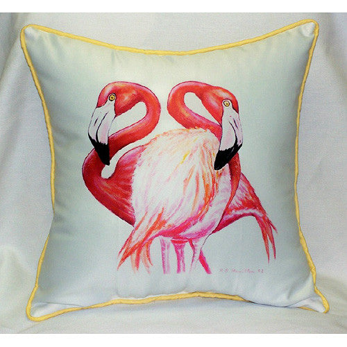Betsy Drake Two Flamingos Pillow- Indoor/Outdoor