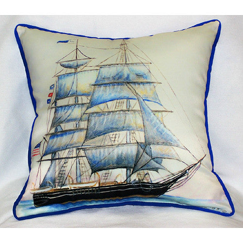 Betsy Drake Whaling Ship Pillow- Indoor/Outdoor