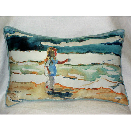 Betsy Drake Girl at Beach Pillow- Indoor/Outdoor