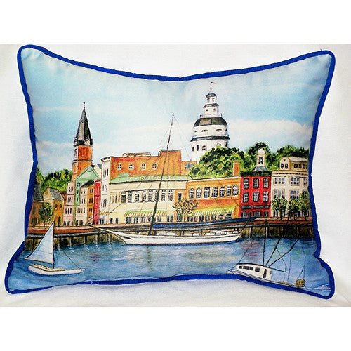 Betsy Drake Annapolis City Dock Pillow- Indoor/Outdoor