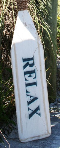 Paddle Wood w/Rope 5'5"L - White/White "RELAX" in Navy