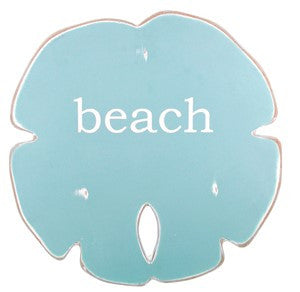 Sand Dollar - Medium - Aqua with "BEACH" in White Letters