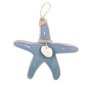 Starfish Hanging with Shell - Blue