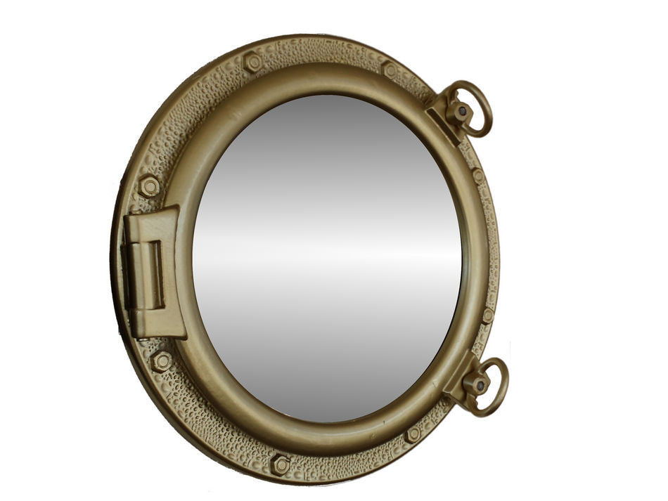 Gold Finish Porthole Mirror 20"