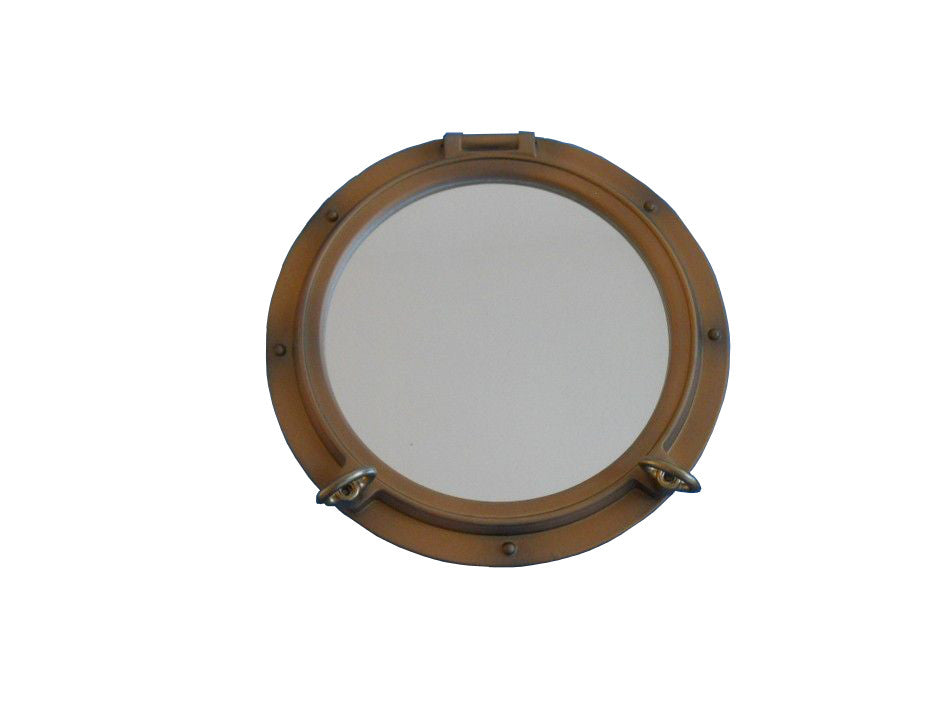Bronzed Porthole Mirror 17"