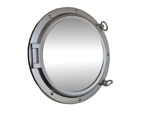 Silver Finish Porthole Mirror 24"
