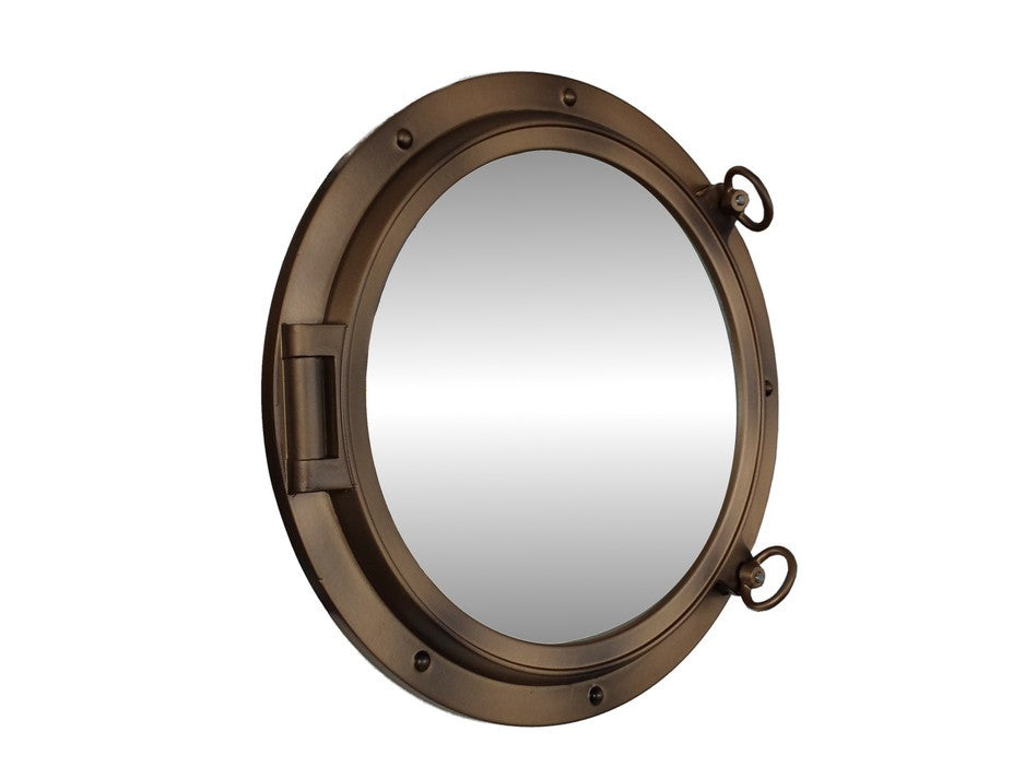 Bronzed Porthole Mirror 24"